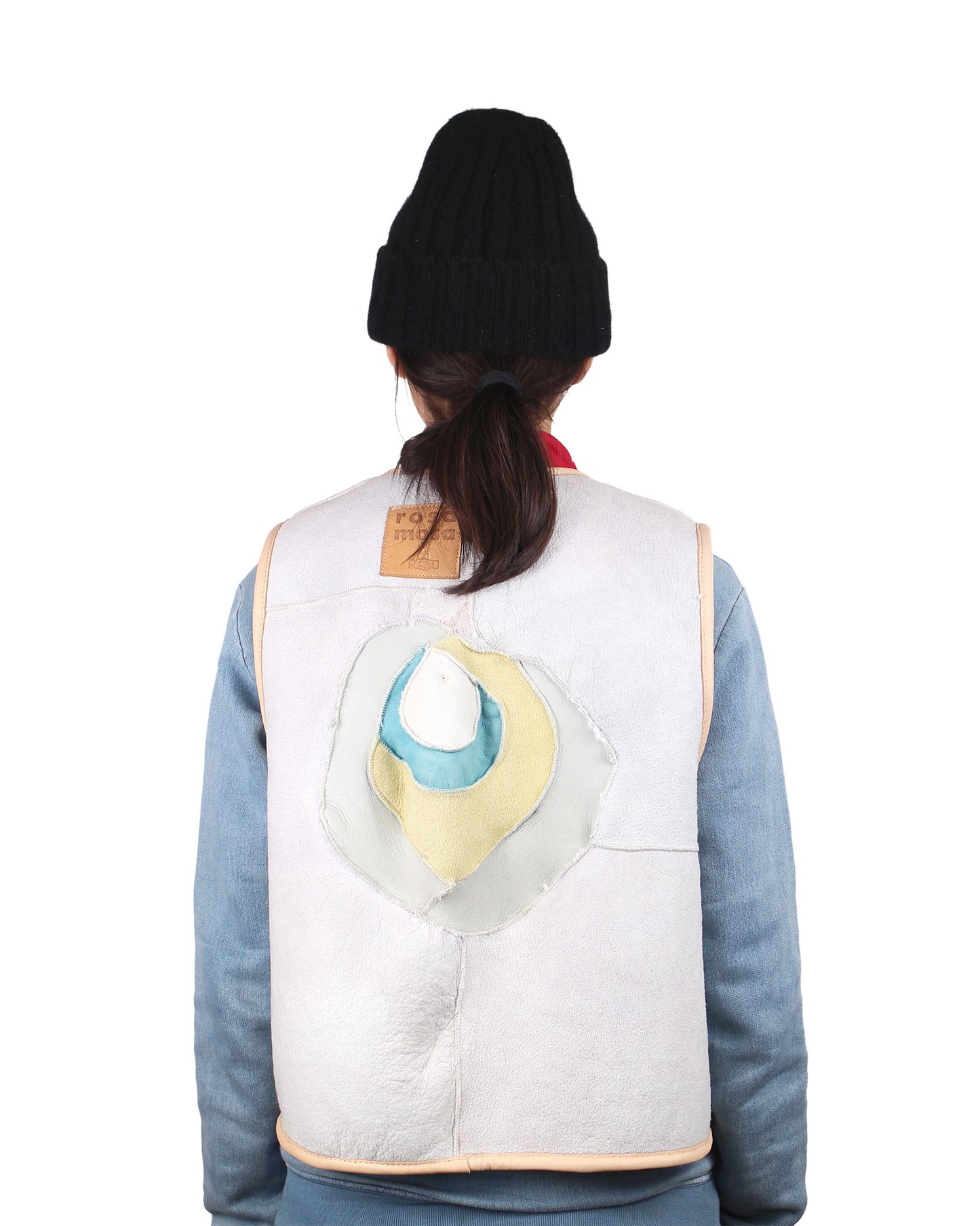 Gilet Vest PATCHWORK ROSE + Reversible Shearling Vest + Off White
