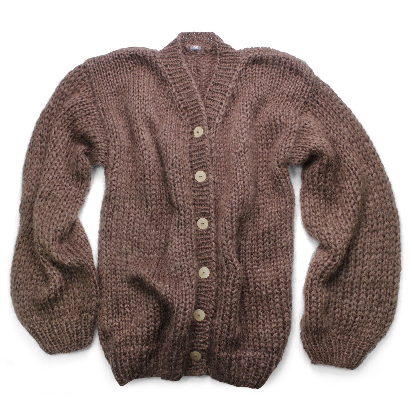 Unisex Hand Knit Mohair + Long Cardigan Brown