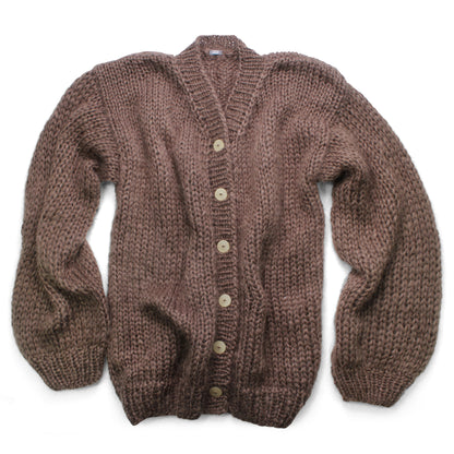 Unisex Hand Knit Mohair + Long Cardigan Brown
