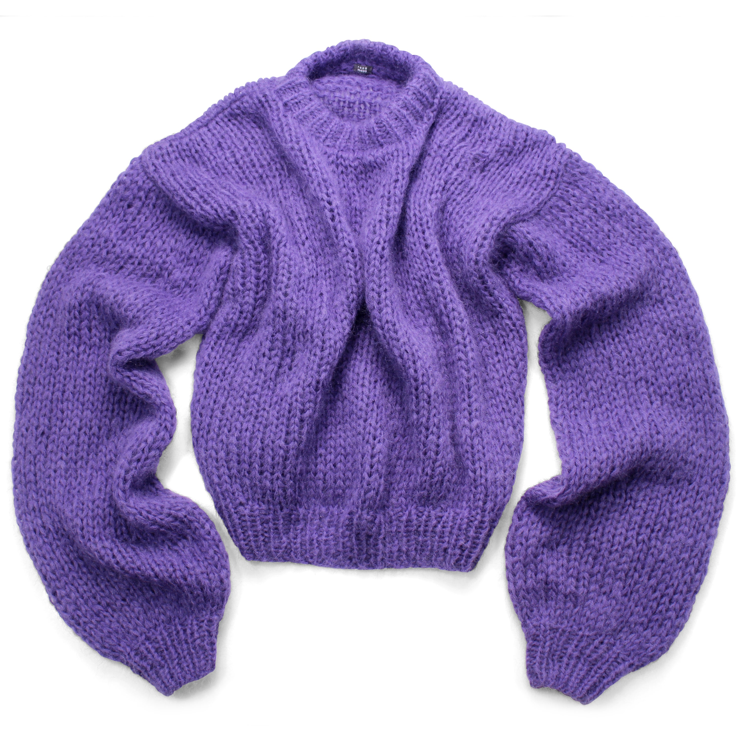 Unisex Hand Knit Mohair Pullover + Purple