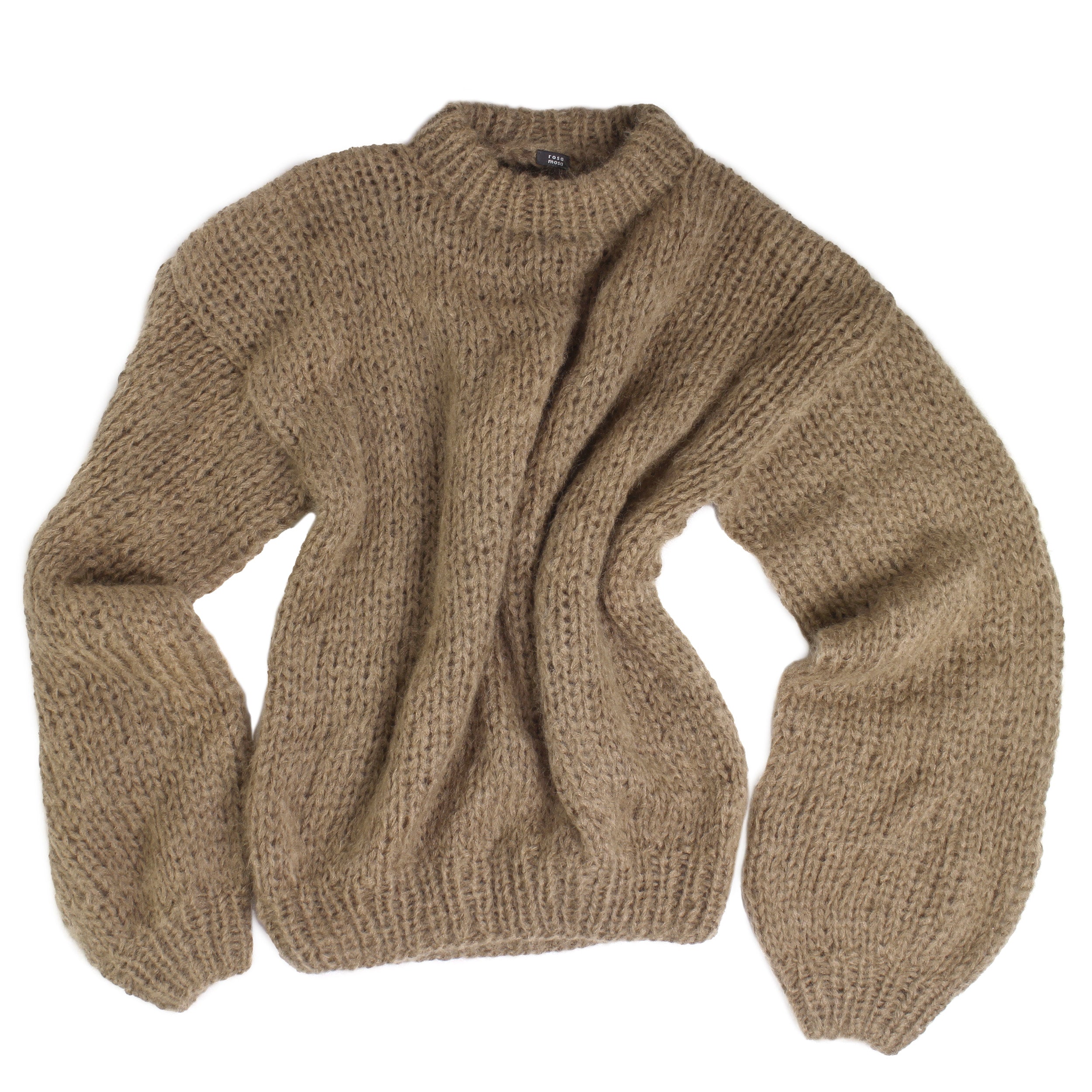 Unisex Hand Knit Mohair Pullover + Nougat Brown