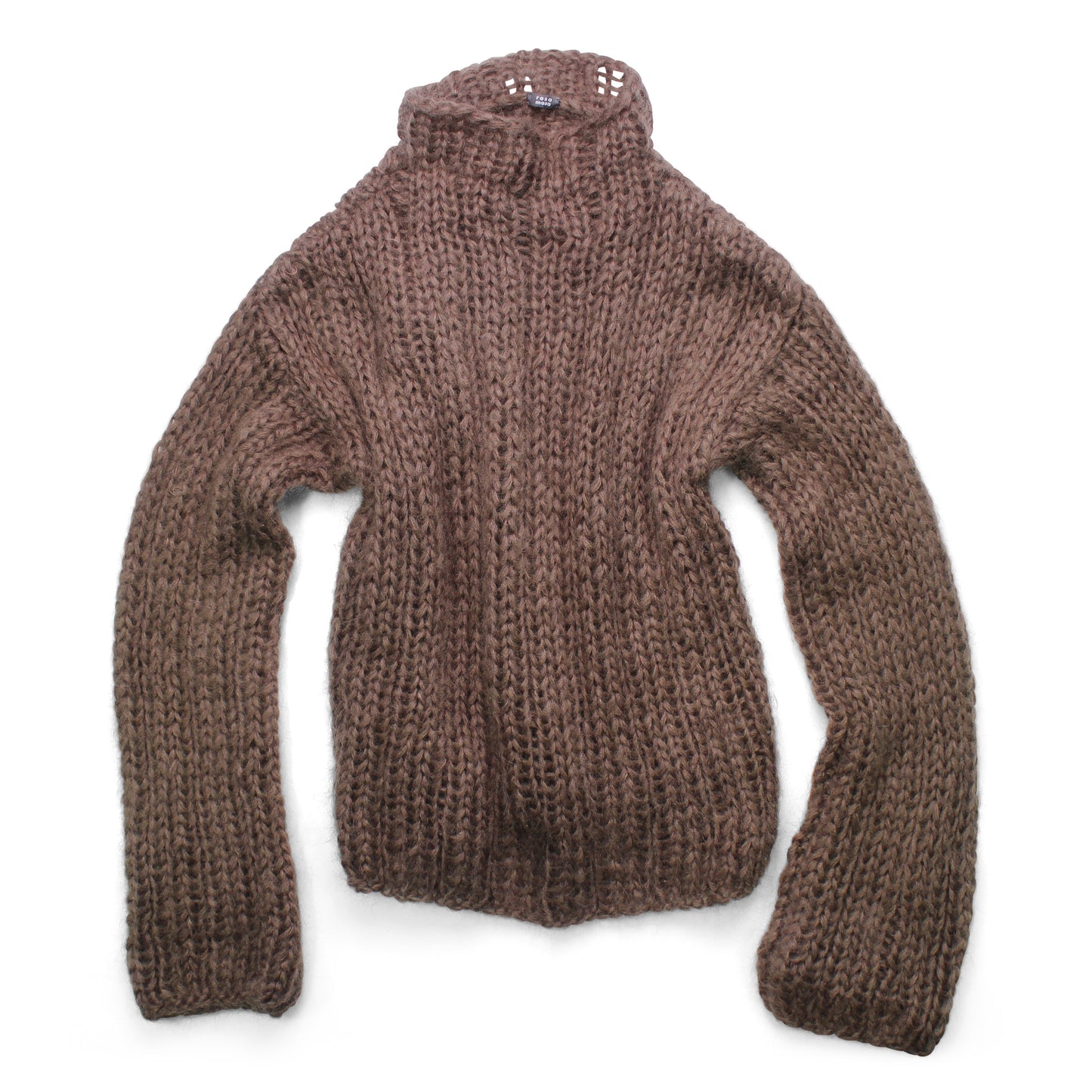 Unisex Hand Knit Rib Jumper with long sleeves + Brown