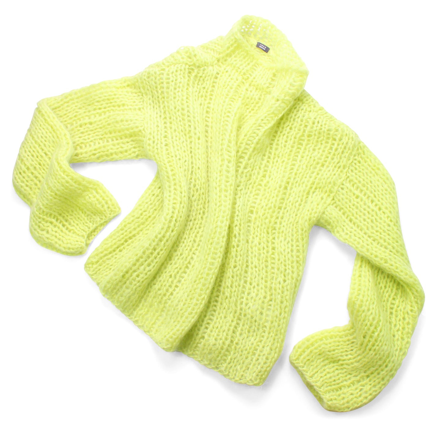Unisex Hand Knit Rib Jumper with long sleeves + Lime