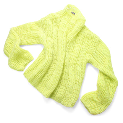 Unisex Hand Knit Rib Jumper with long sleeves + Lime