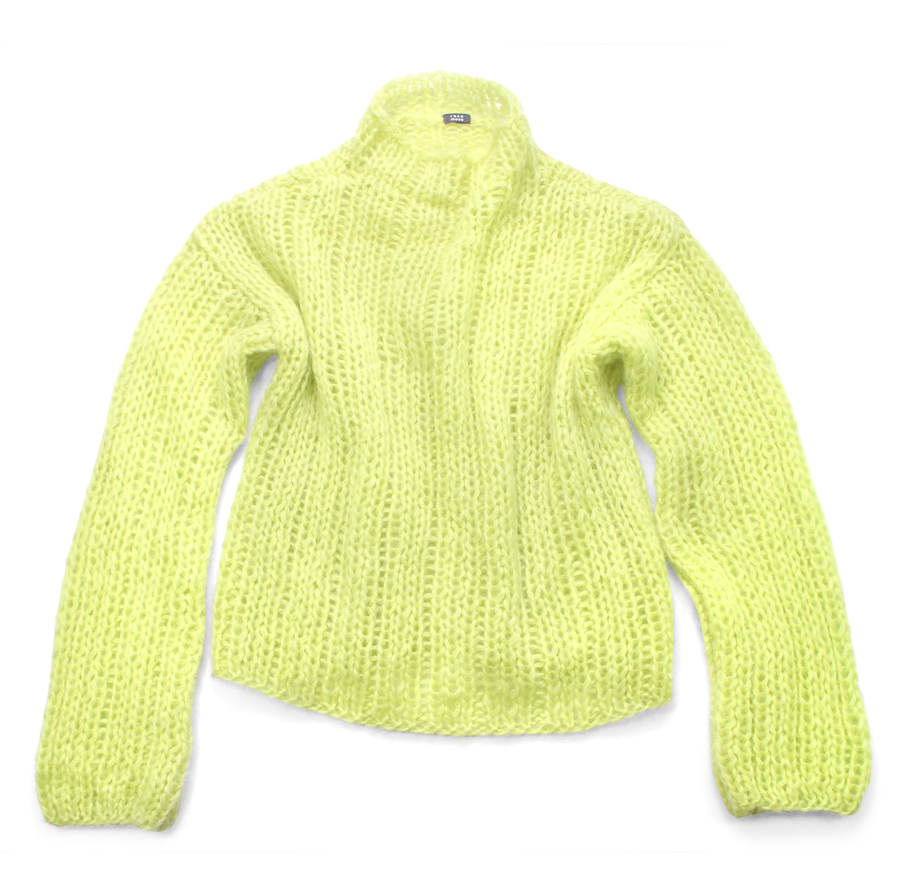 Unisex Hand Knit Rib Jumper with long sleeves + Lime