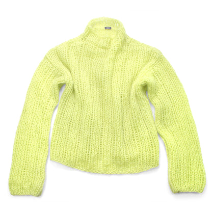 Unisex Hand Knit Rib Jumper with long sleeves + Lime