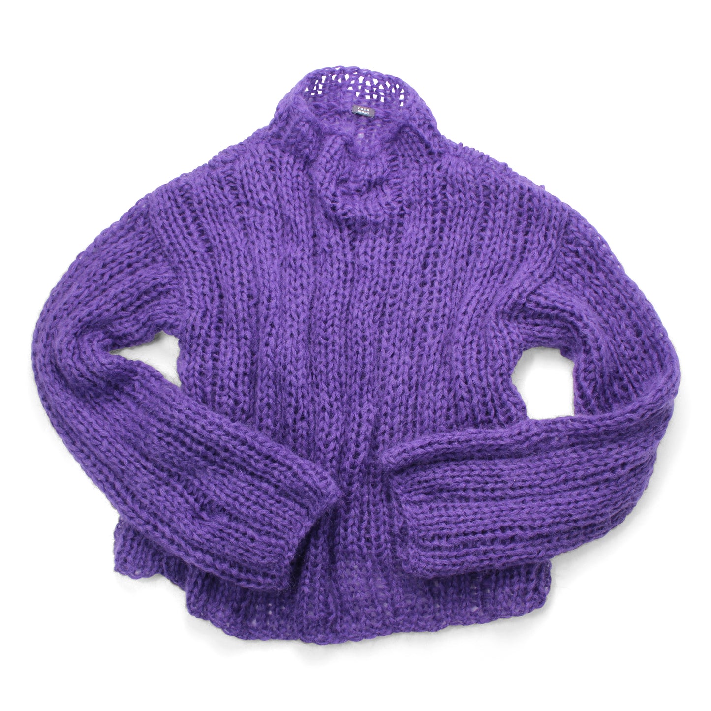 Unisex Hand Knit Rib Jumper with long sleeves + Purple