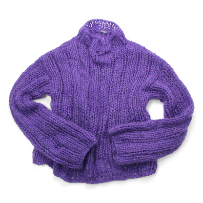Unisex Hand Knit Rib Jumper with long sleeves + Purple