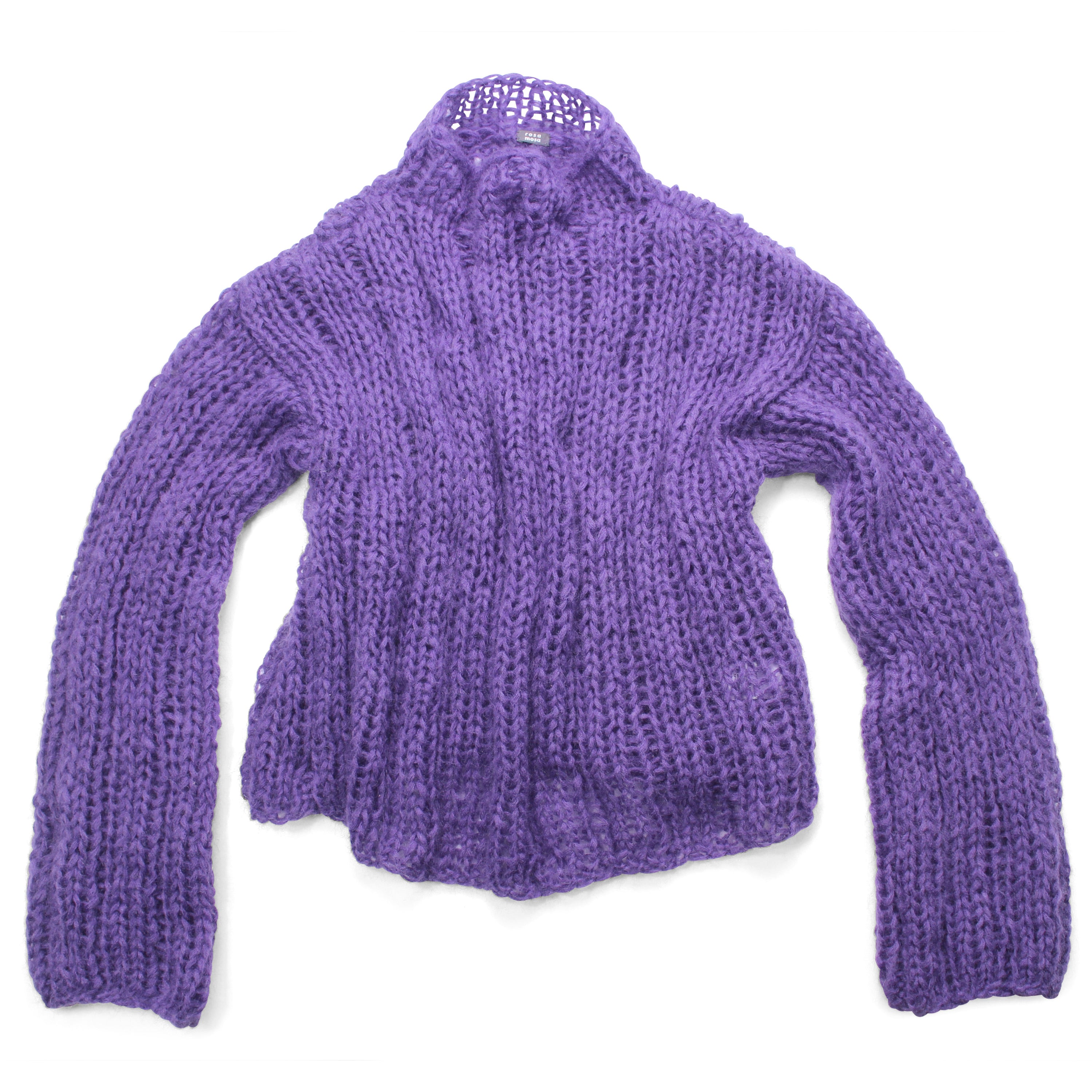 Unisex Hand Knit Rib Jumper with long sleeves + Purple