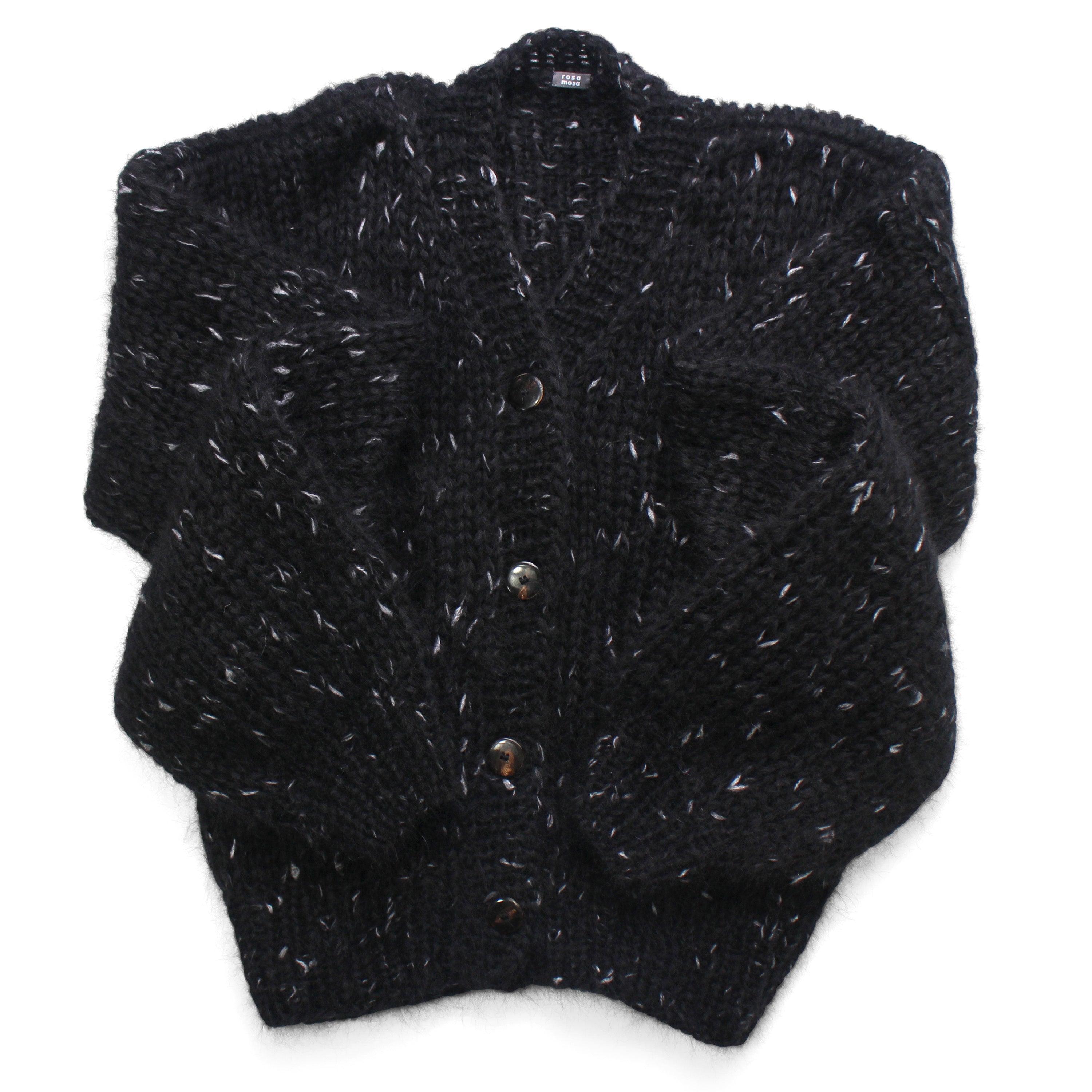 Unisex Hand Knit Mohair Cardigan + black white dots – rosa mosa