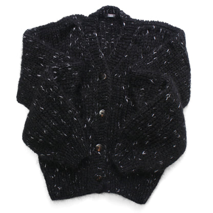 Unisex Hand Knit Mohair Cardigan + black white dots