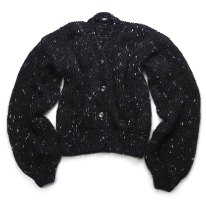 Unisex Hand Knit Mohair Cardigan + black white dots