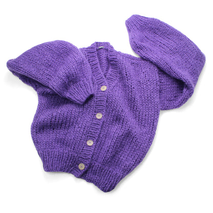 Unisex Hand Knit Mohair Cardigan + Purple