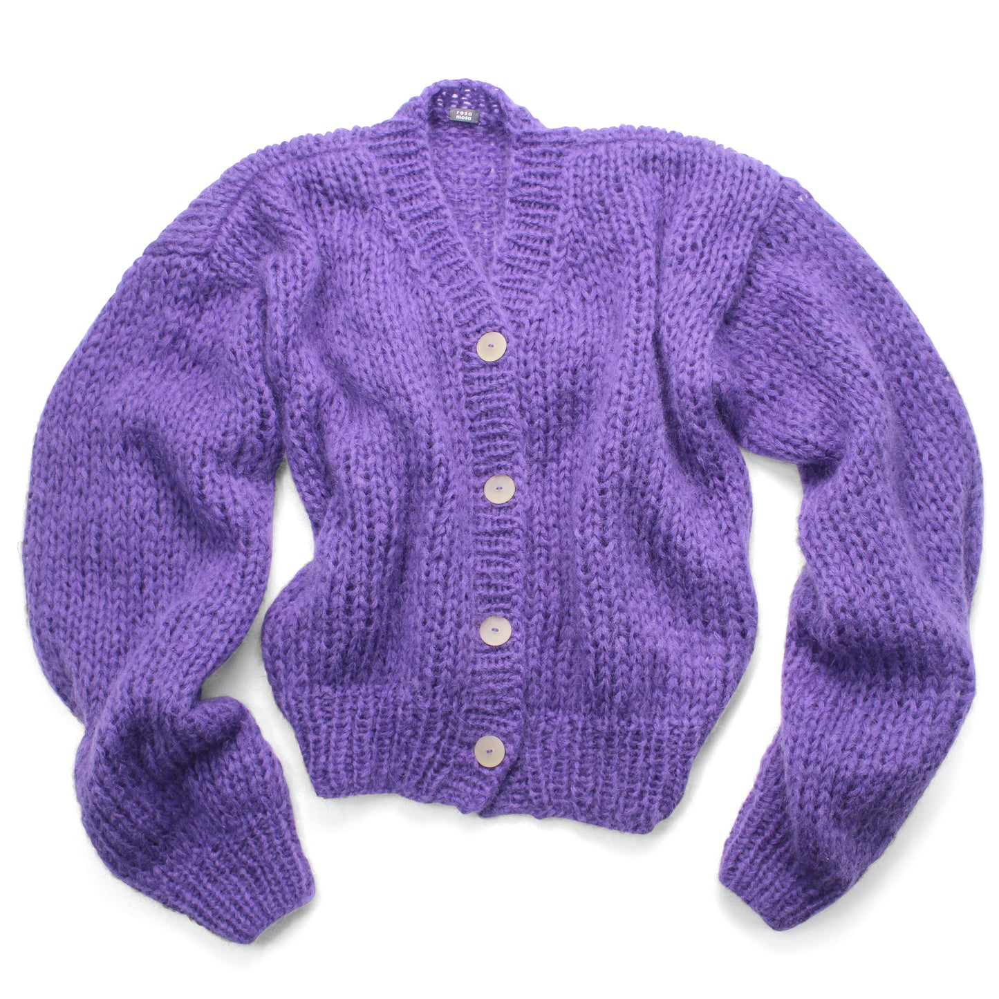 Unisex Hand Knit Mohair Cardigan + Purple