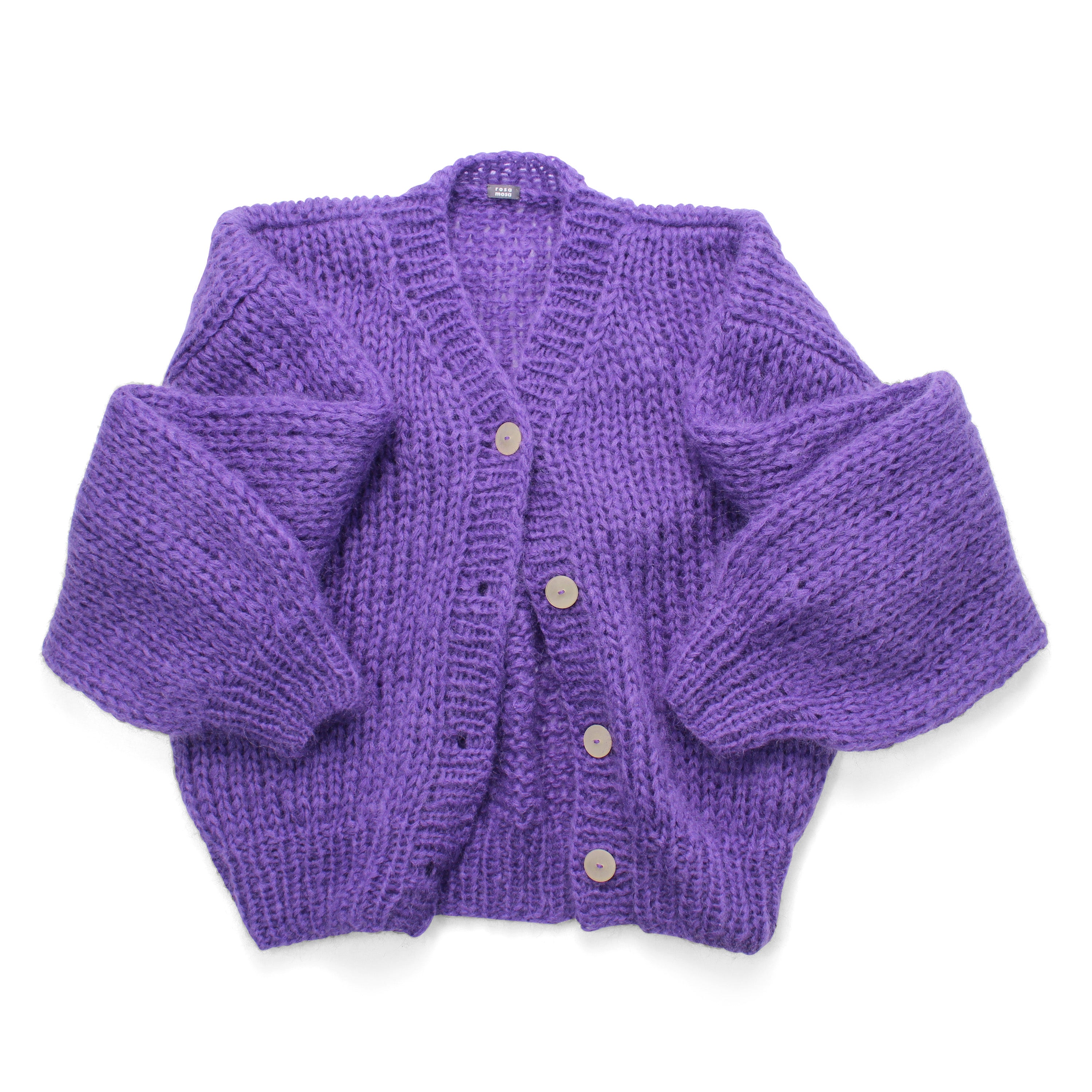 Unisex Hand Knit Mohair Cardigan + Purple – rosa mosa