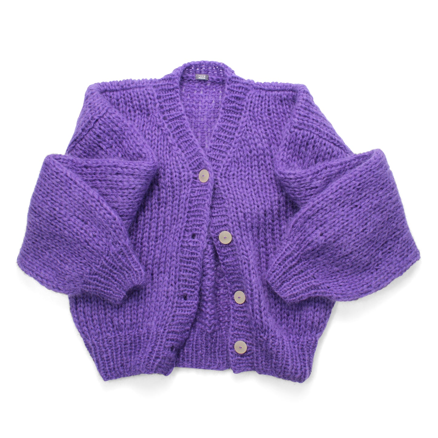 Unisex Hand Knit Mohair Cardigan + Purple