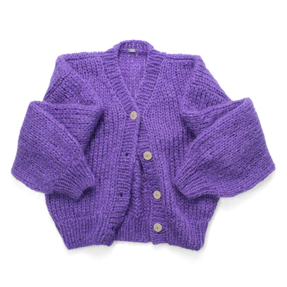 Unisex Hand Knit Mohair Cardigan + Purple