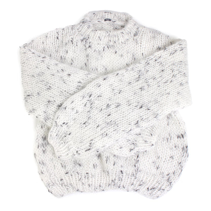 Unisex Hand Knit Mohair Pullover + White Black Dot