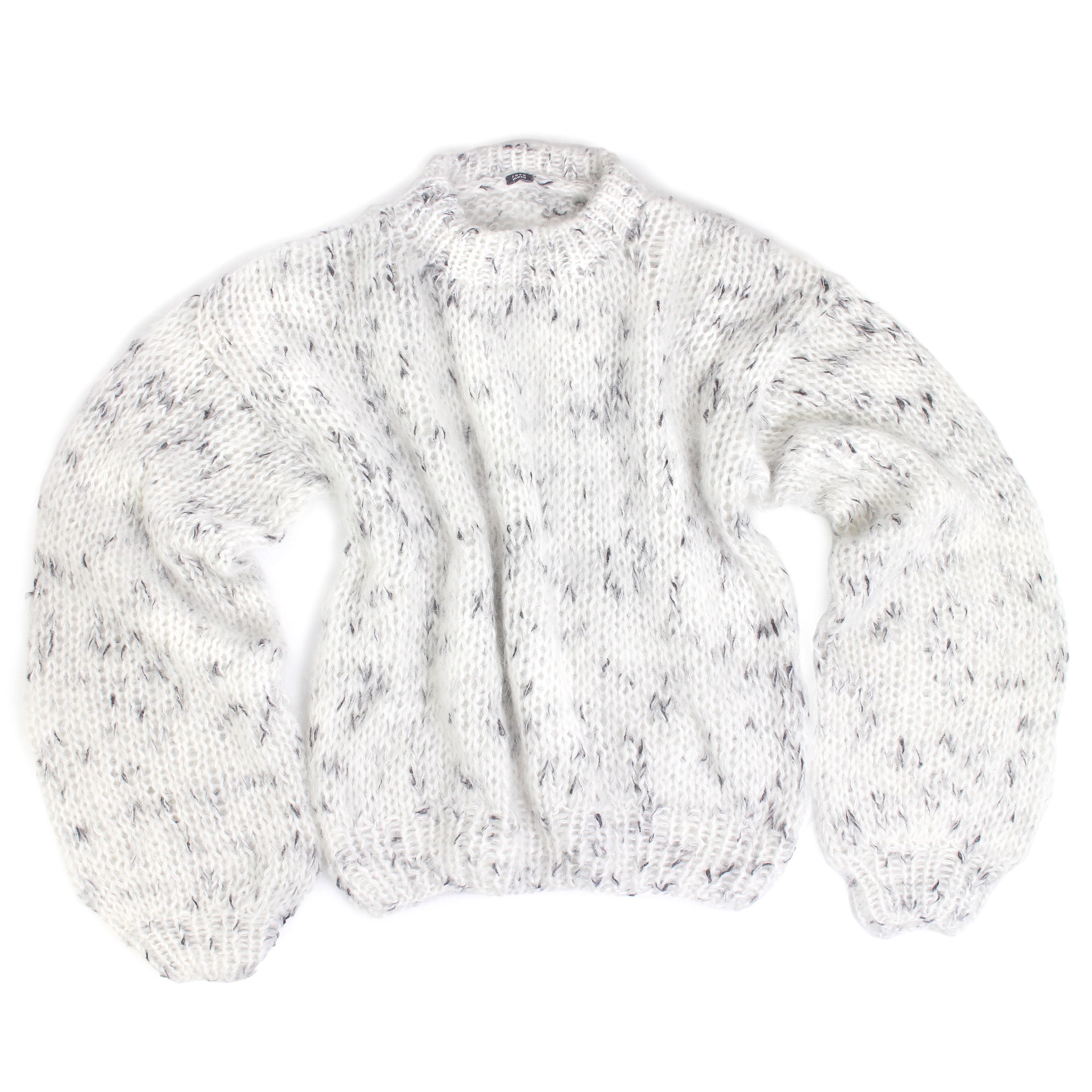 Unisex Hand Knit Mohair Pullover + White Black Dot
