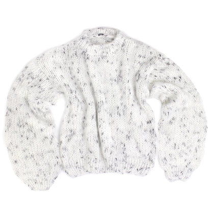 Unisex Hand Knit Mohair Pullover + White Black Dot