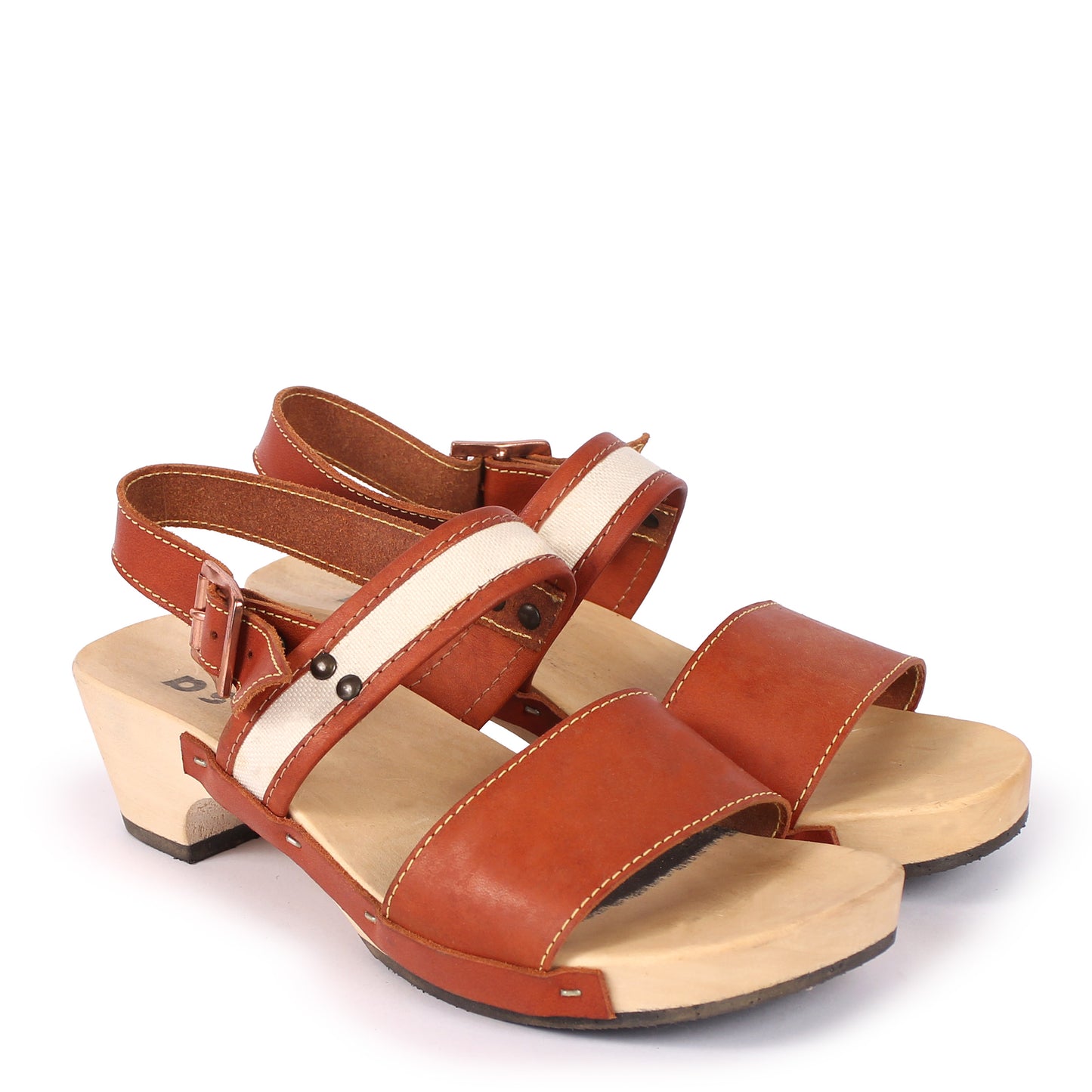 MAGO STRAP + Cotton Leather Clog Sandals + Fieno Canvas