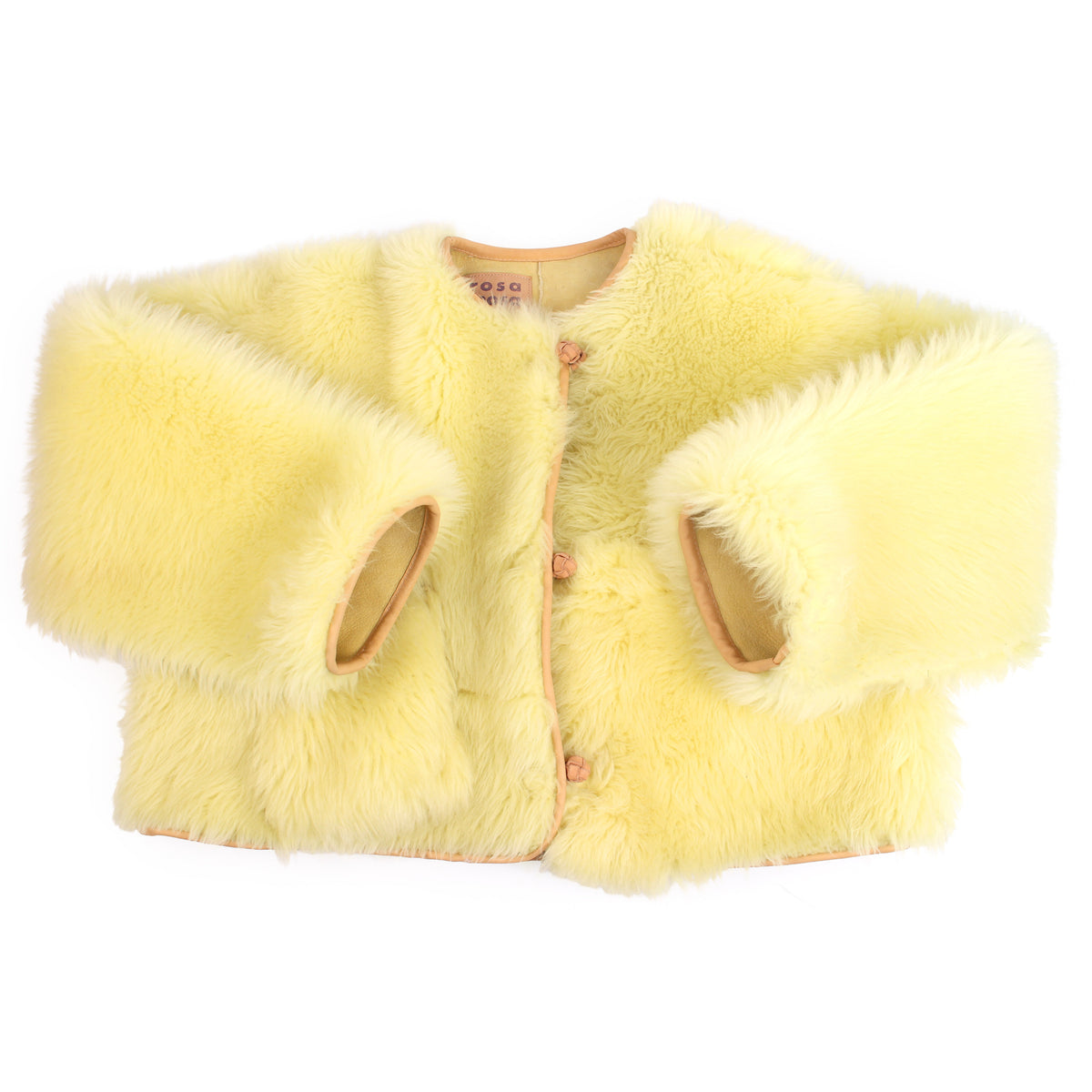 Jacket METEOR CROP L + Long Shearling Crop Jacket + Lemon