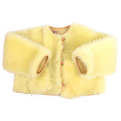 Jacket METEOR CROP L + Long Shearling Crop Jacket + Lemon