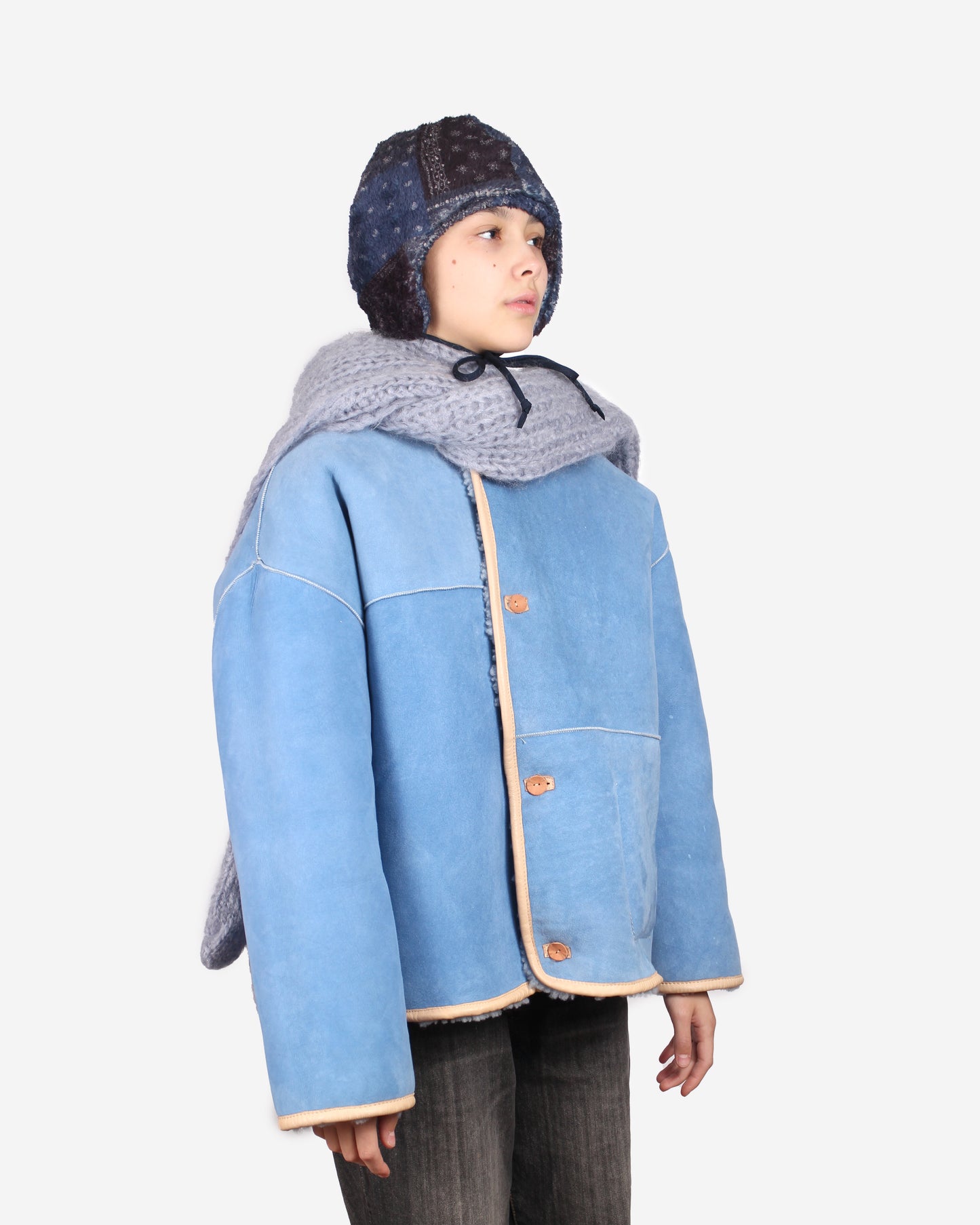 Jacket METEOR + Reversible Shearling Jacket + Ice Blue