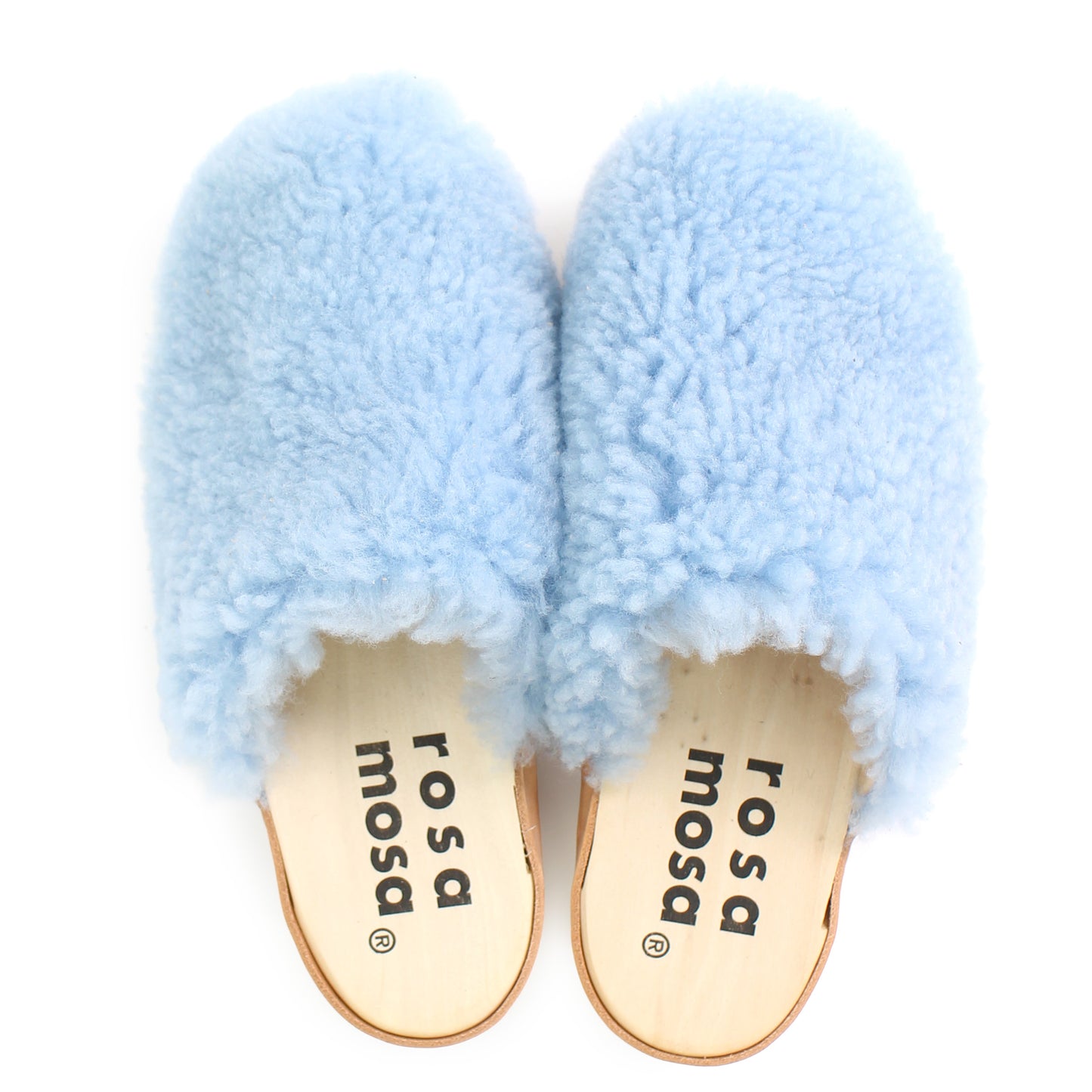 PANTO CURLY + Shearling Clog Shoes + Ice Blue