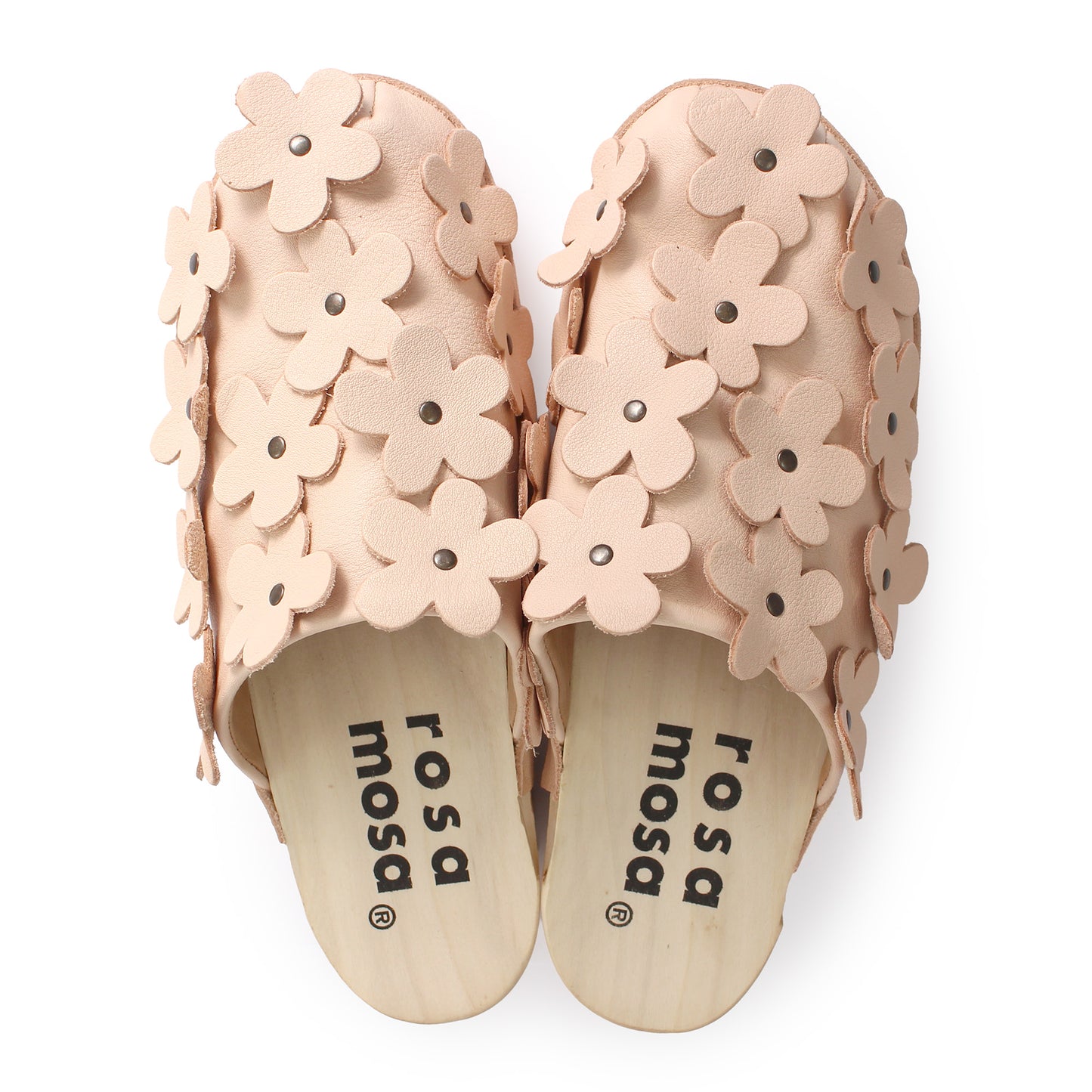 PANTO FIORE + Leather Clog Shoes + Powder Beige