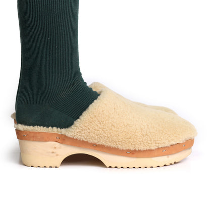 PANTO FULLY + Shearling Clog Shoes + Miele