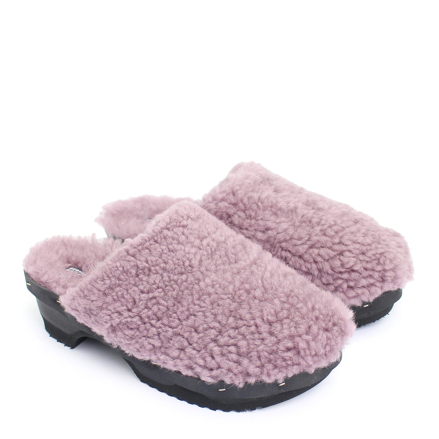 PANTO FULLY + Shearling Dark Clog Shoes + Lilac