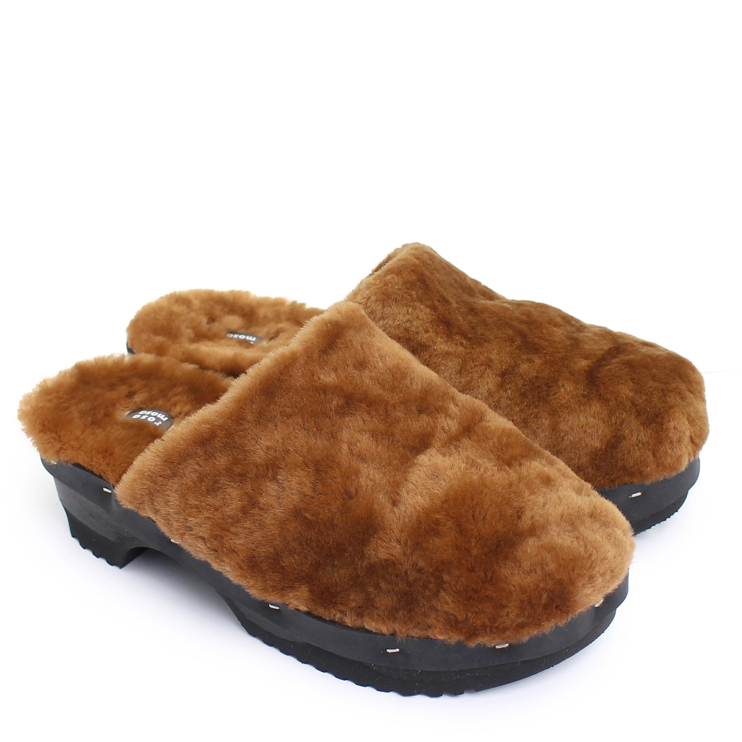PANTO FULLY + Shearling Dark Clog Shoes + Soft Teddy Brown