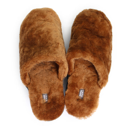PANTO FULLY + Shearling Dark Clog Shoes + Soft Teddy Brown