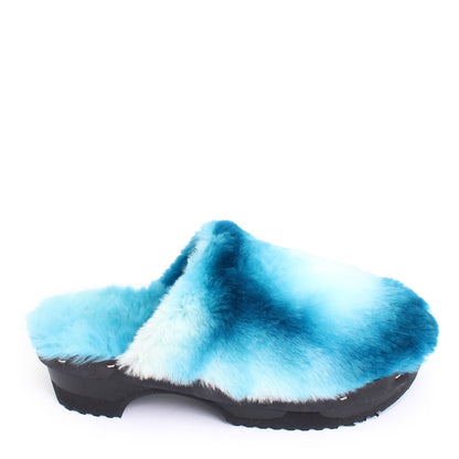 PANTO FULLY + Shearling Dark Clog Shoes + Tie dye Blue
