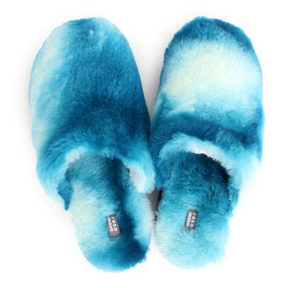 PANTO FULLY + Shearling Dark Clog Shoes + Tie dye Blue