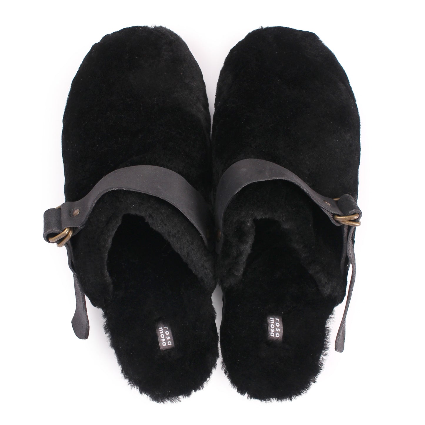 PANTO FULLY STRAP + Shearling Clog Shoes + Soft Black