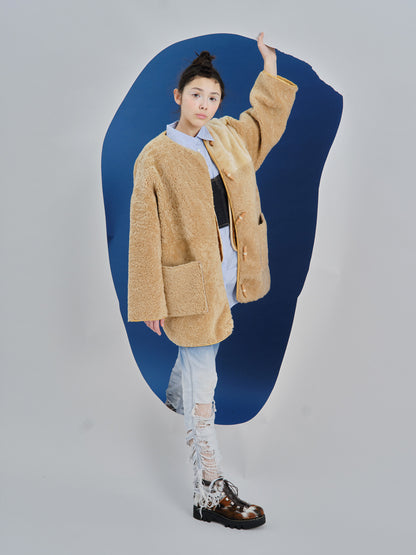 Long Jacket COMET + Reversible Shearling Jacket + Miele