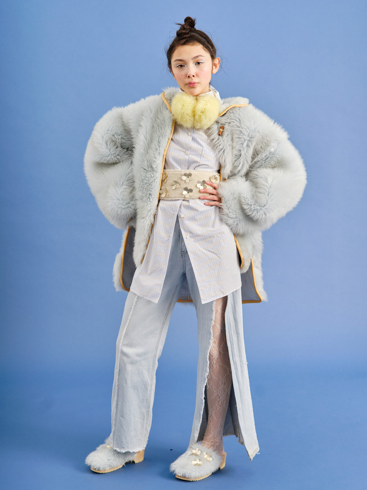 CHAMPION FIORE BELT + Shearling Leather Belt + Natural Champagne