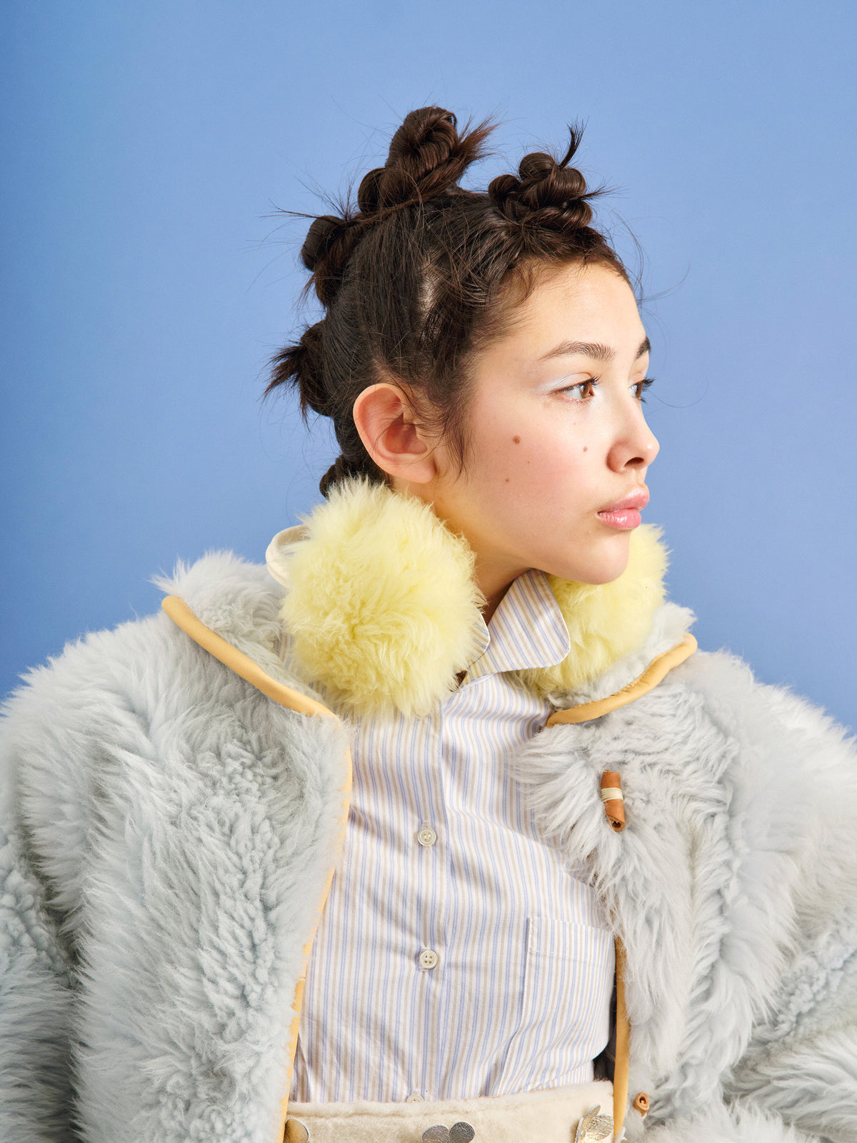 EAR WARMERS L + Shearling leather earmuffs + Lemon