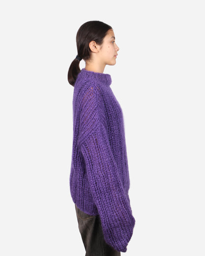 Unisex Hand Knit Rib Jumper with long sleeves + Purple