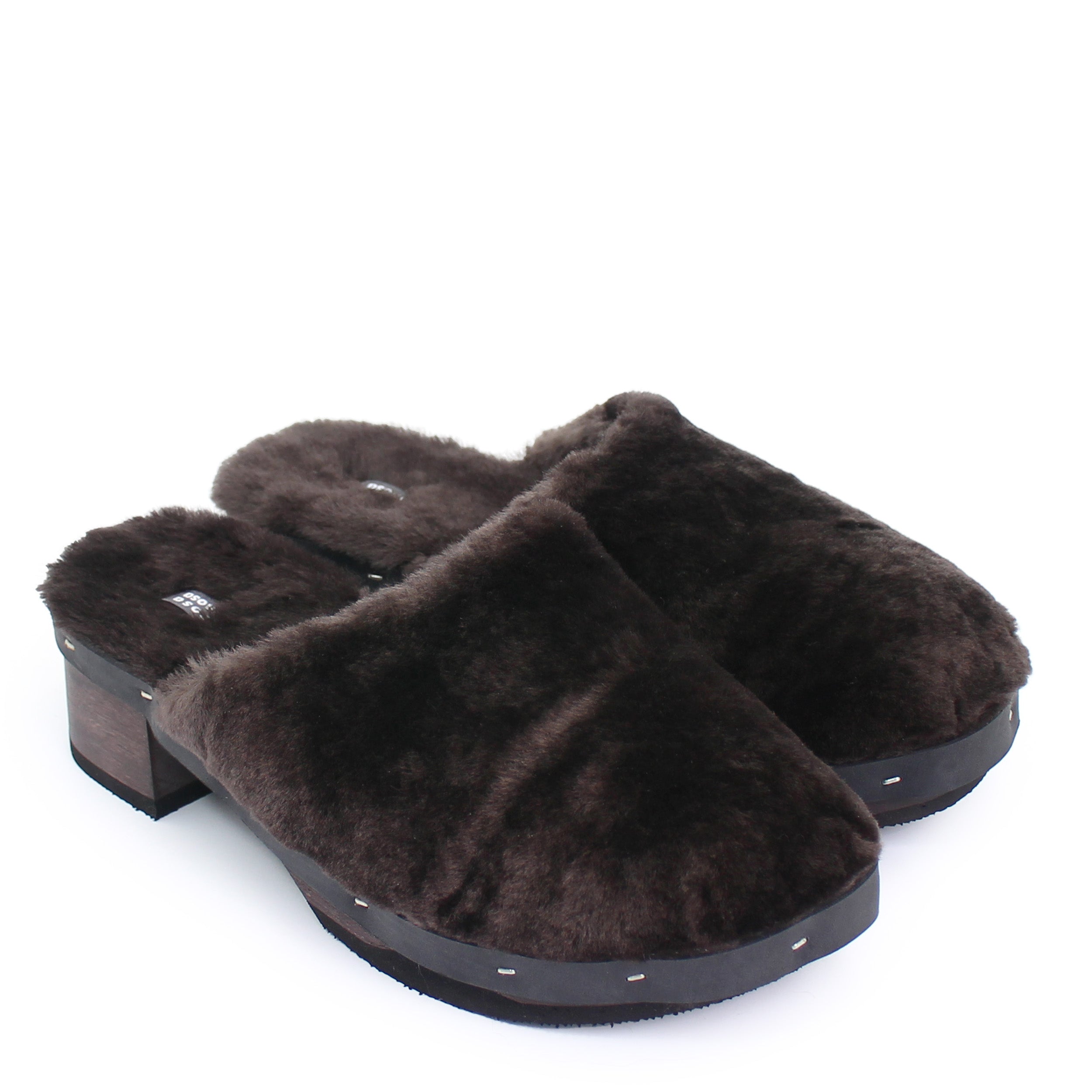 ROCCO FULLY + Shearling Dark Clogs + Deep Brown