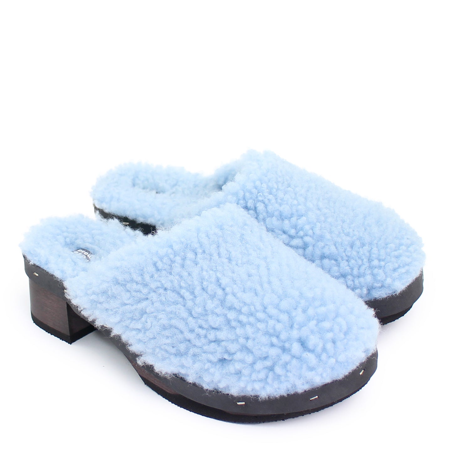 ROCCO FULLY + Shearling Dark Clogs + Ice Blue