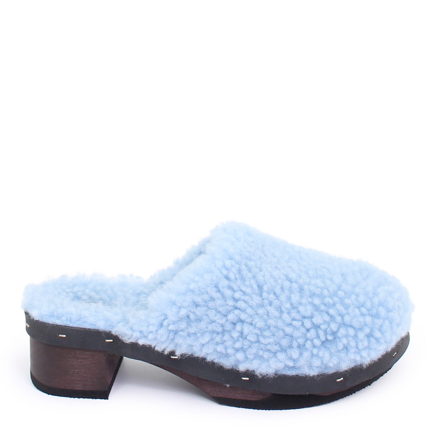 ROCCO FULLY + Shearling Dark Clogs + Ice Blue