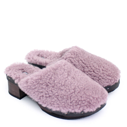 ROCCO FULLY + Shearling Dark Clogs + Lilac