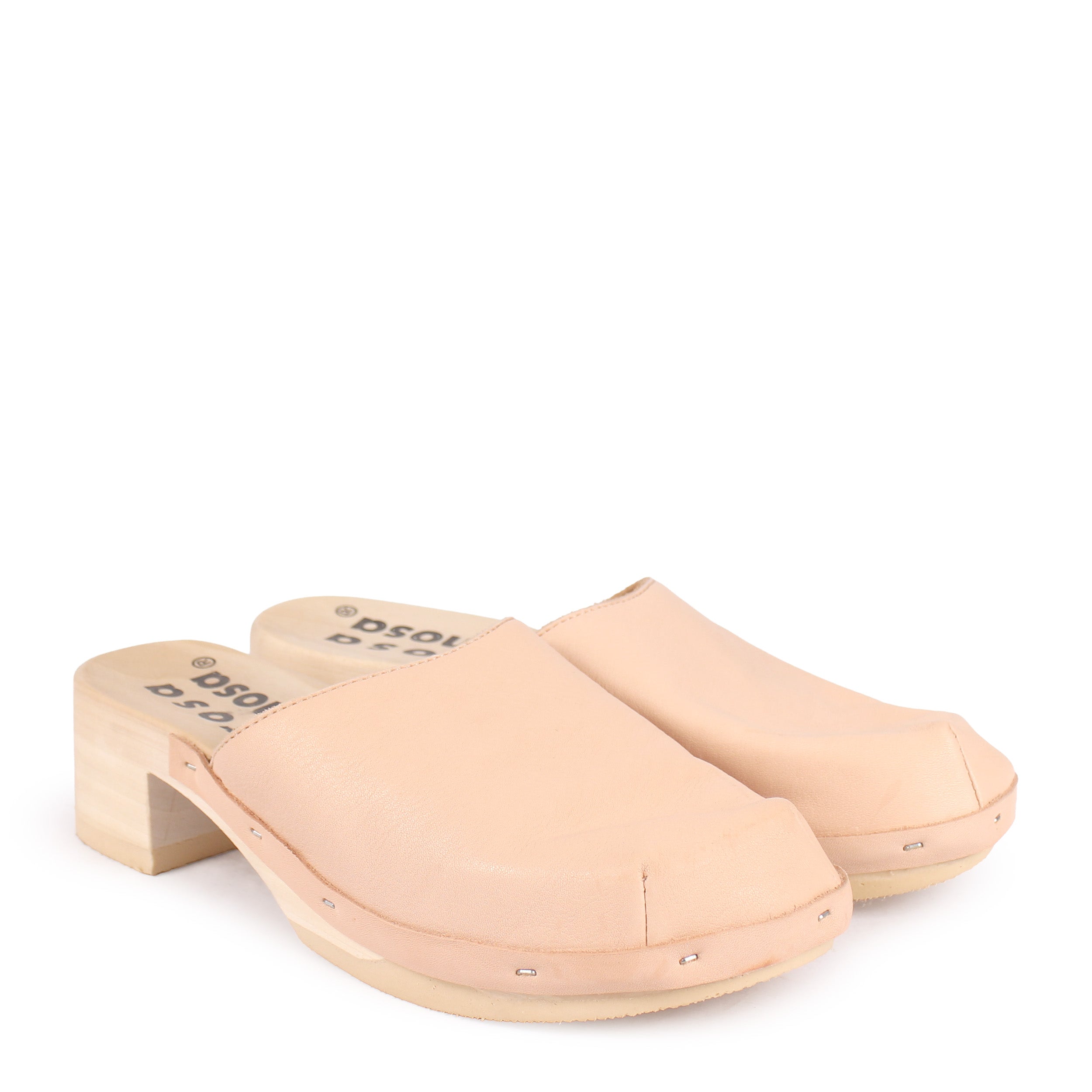 ROCCO GEO + Leather Clogs + Powder Beige