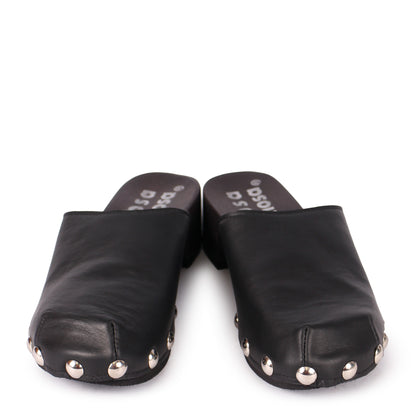 ROCCO GEO STUD + Leather Dark Clog Shoes + All Black