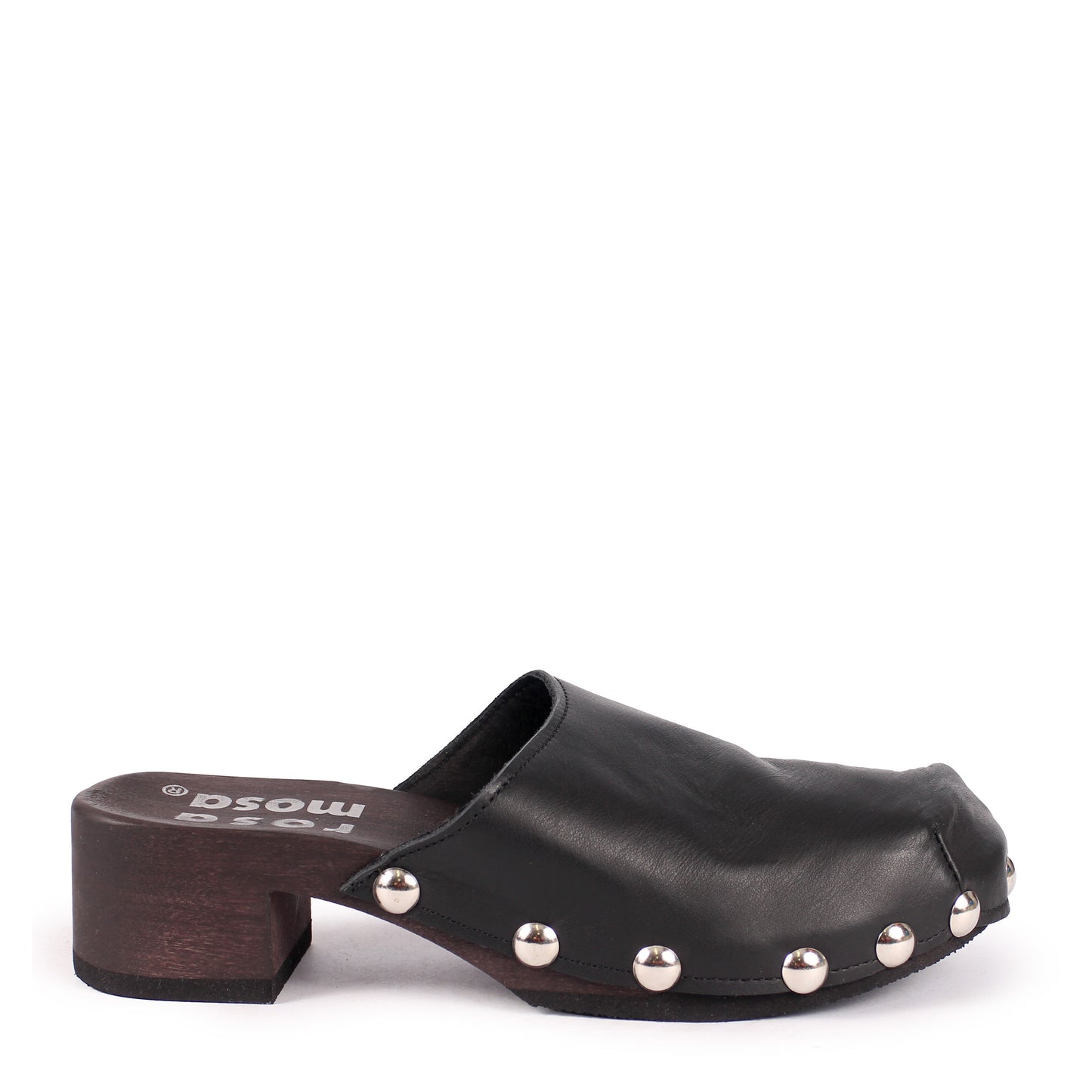 ROCCO GEO STUD + Leather Dark Clog Shoes + All Black