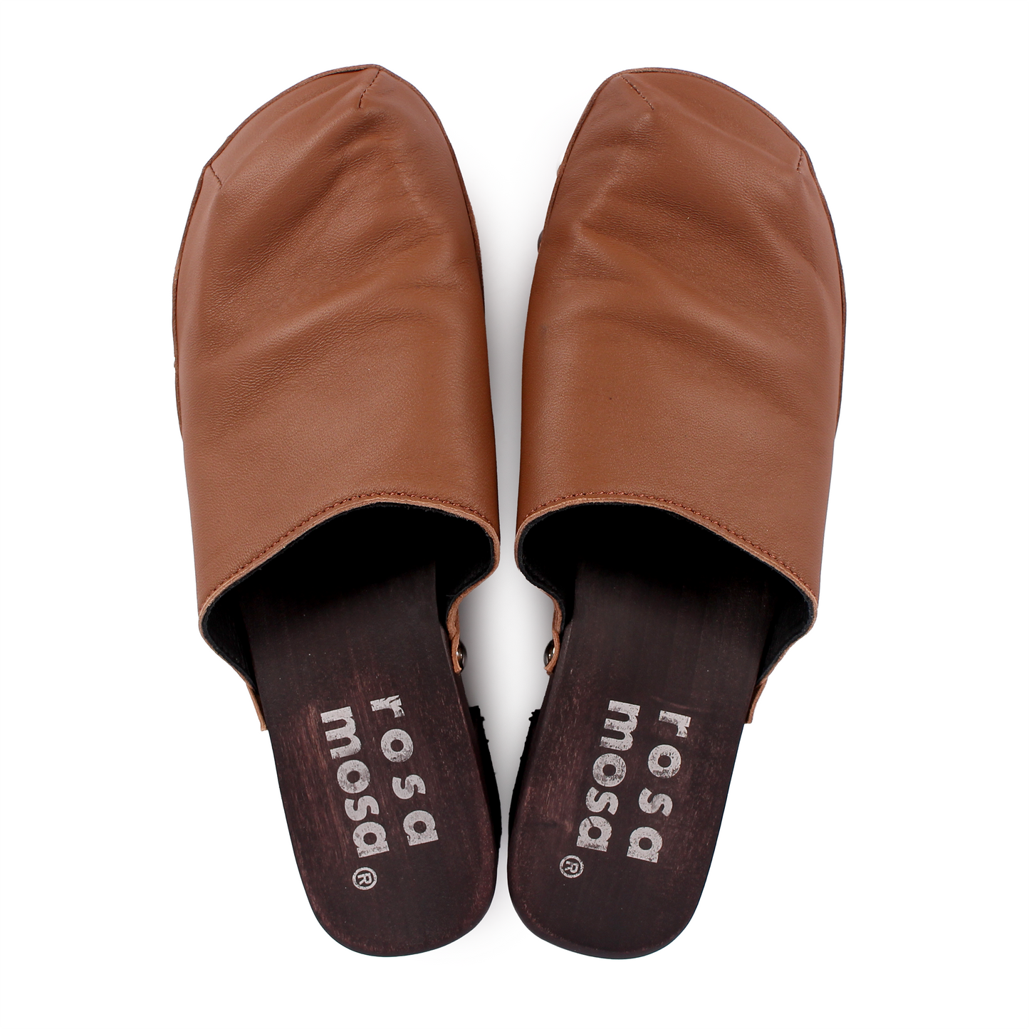 ROCCO GEO STUD + Leather Dark Clog Shoes + Tabacco