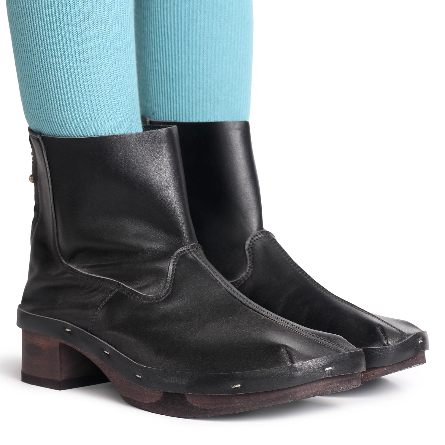 ROCCO + Leather Clog Boots + All Black